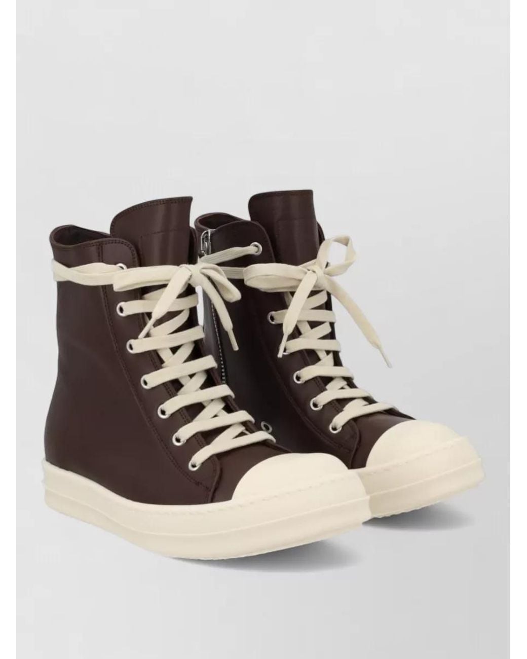 Rick Owens Natural Leather High-Top Sneakers
