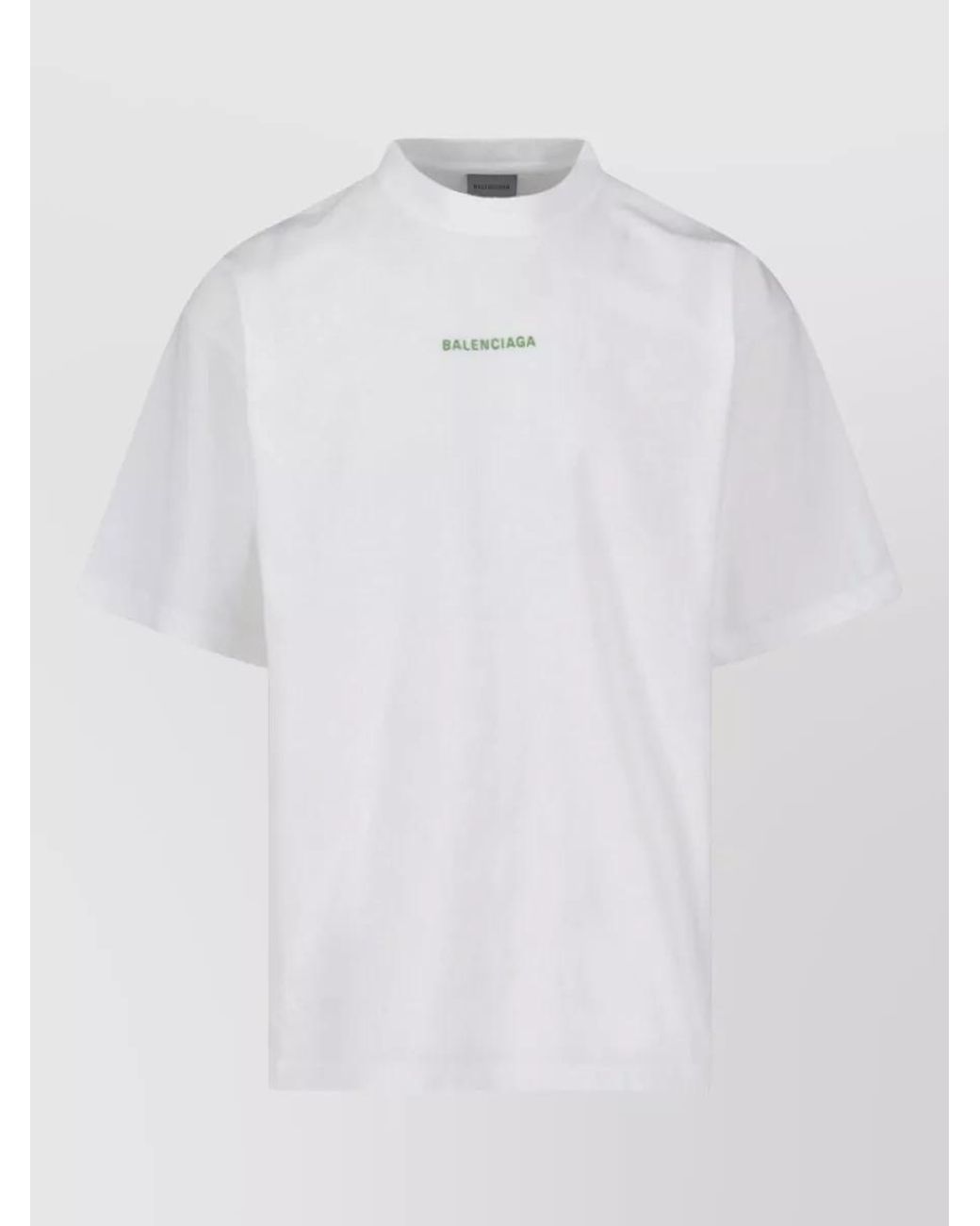 Balenciaga White Cotton Medium Fit Logo T Shirt for men