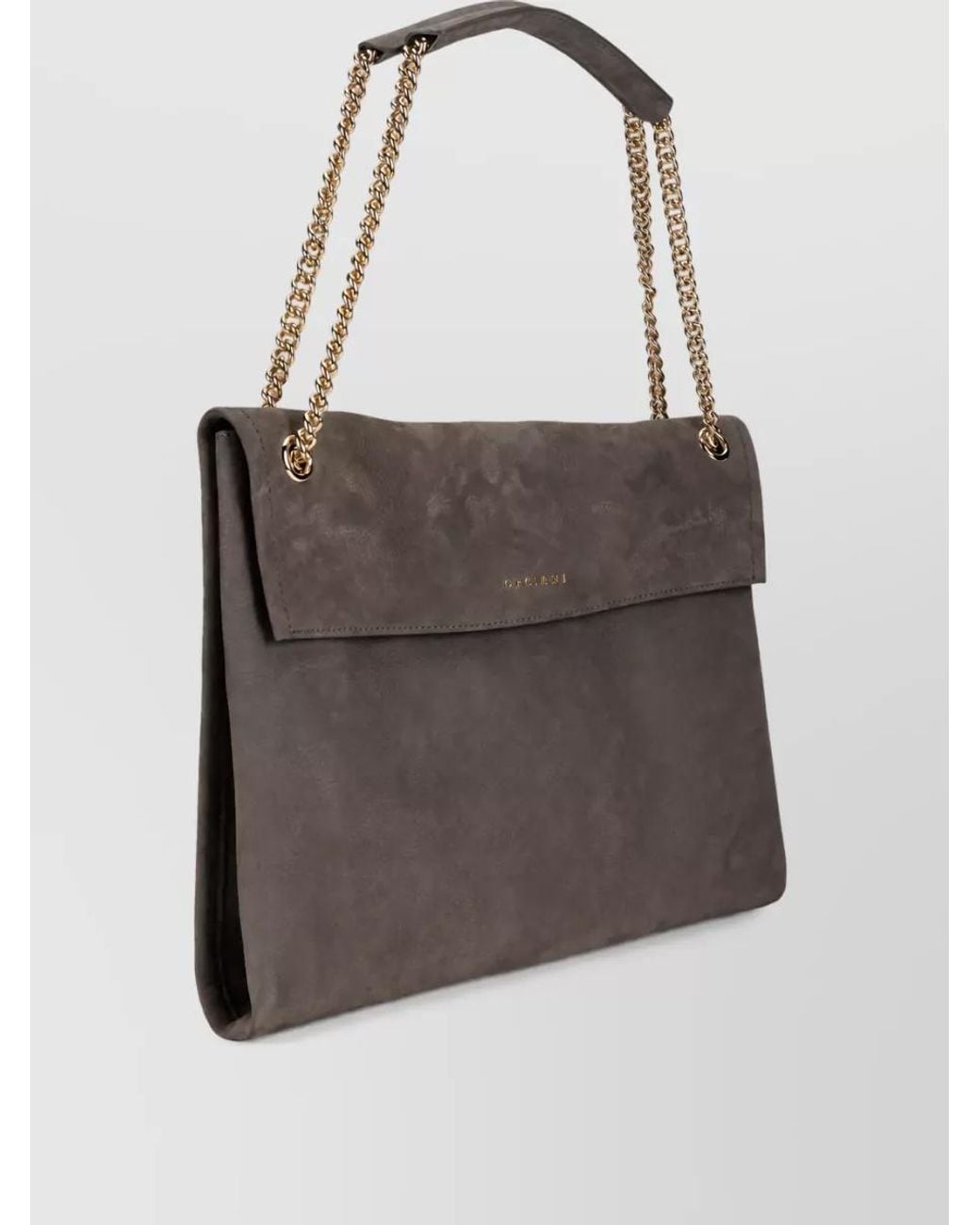 Orciani Gray Leather Shoulder Bag