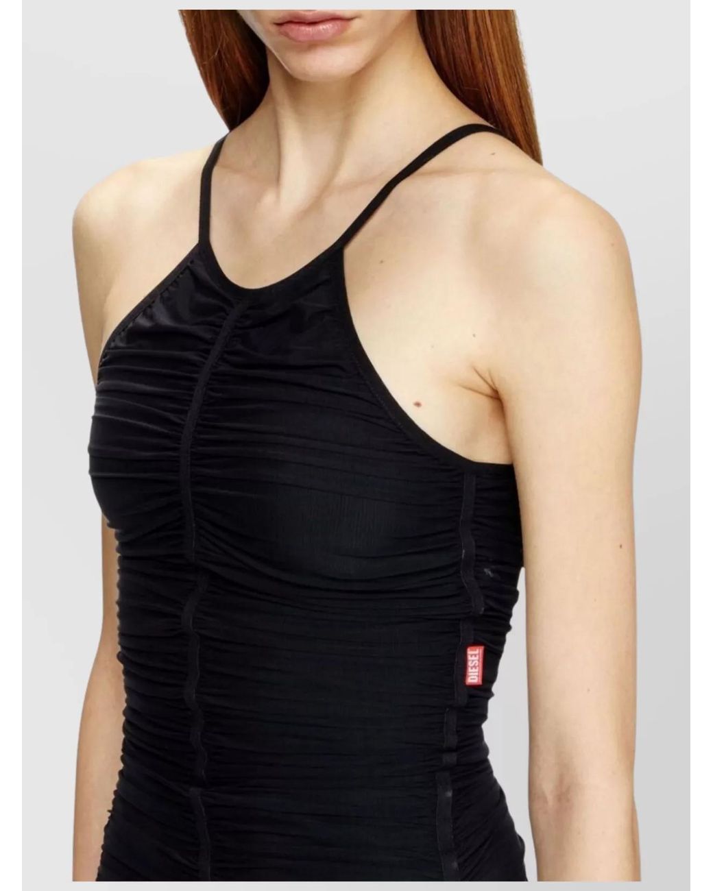 DIESEL Black Ruched Semi-Sheer Maxi Dress