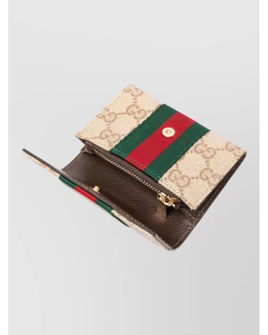 Gucci Pink Stripe Fold Over Card Keyring Case