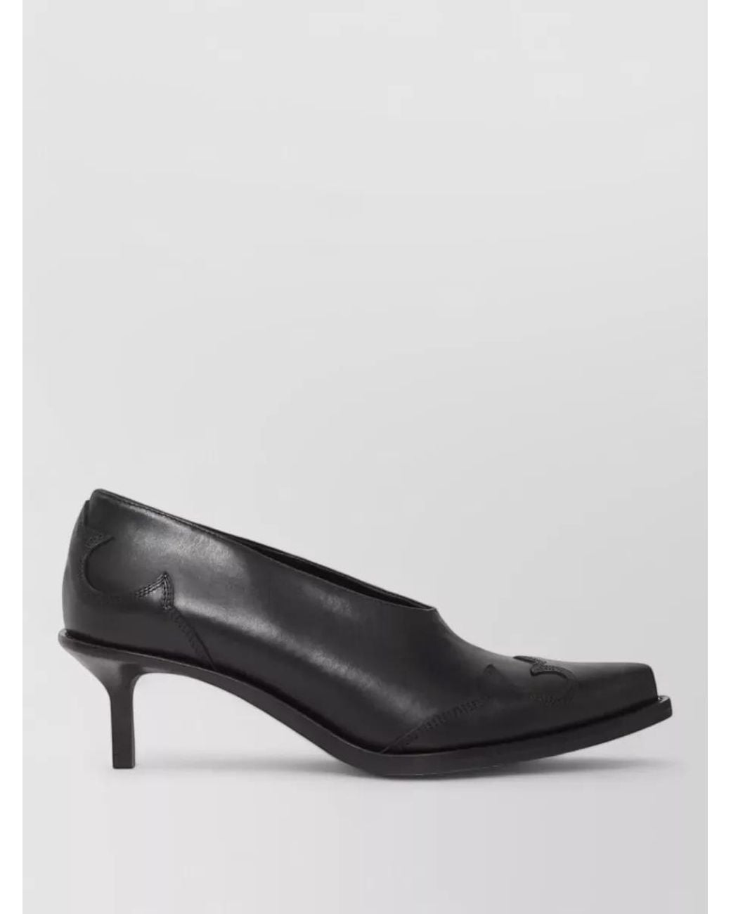 Ann Demeulemeester Black Calf Leather Western-Stitched Pumps