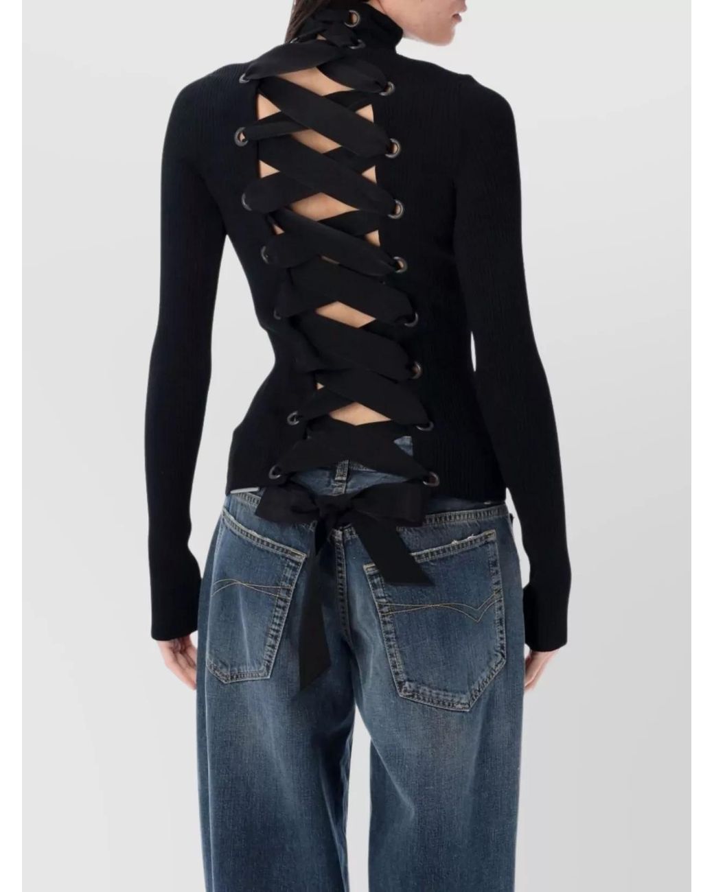 Balenciaga Blue Lace Turtleneck Top