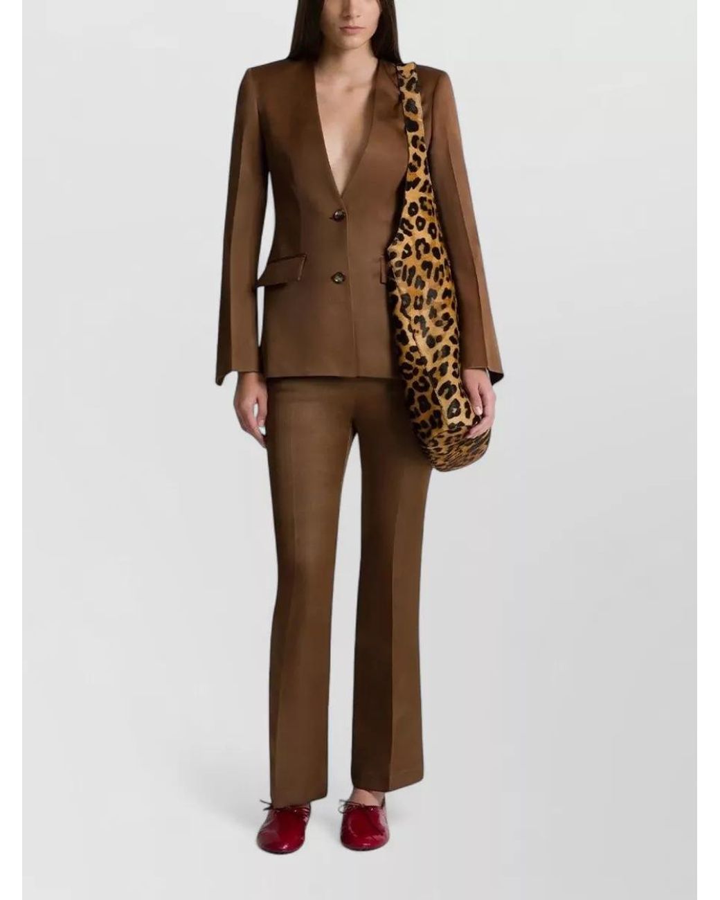 Alberta Ferretti Brown Silk Tailored Trousers