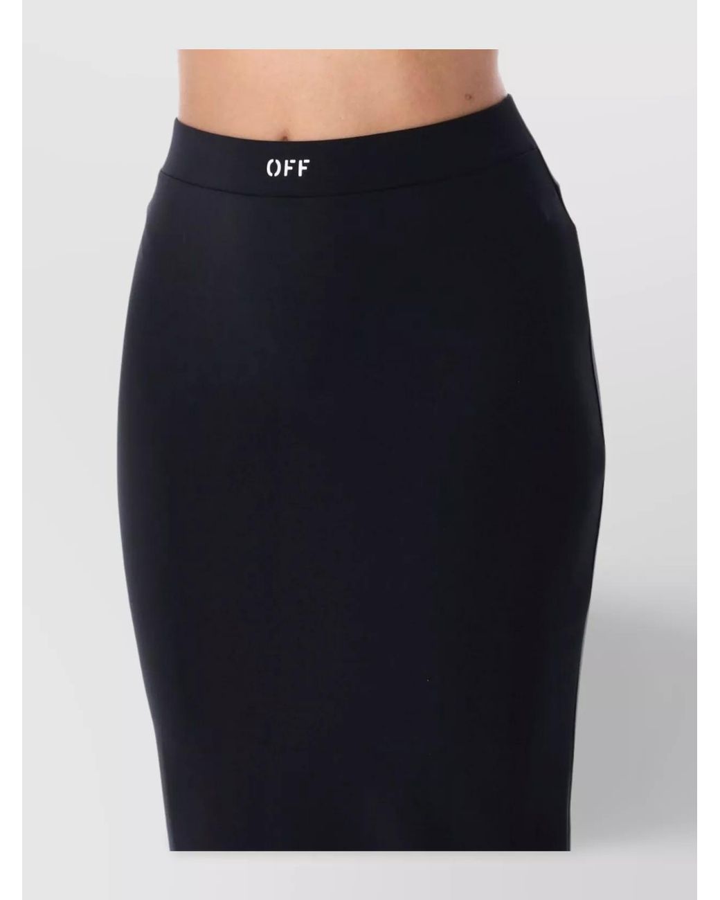 Off-White c/o Virgil Abloh Blue Logo Elastic Waist Midi Pencil Skirt