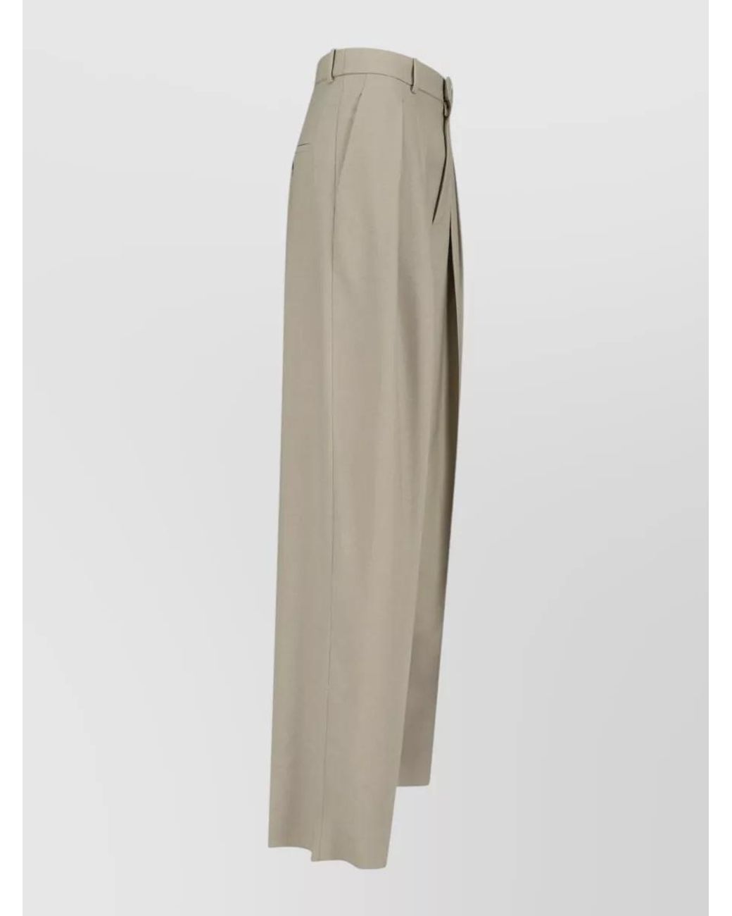 Saint Laurent White Virgin Wool And Silk High-Rise Wide-Leg Pleated Tailored Trousers