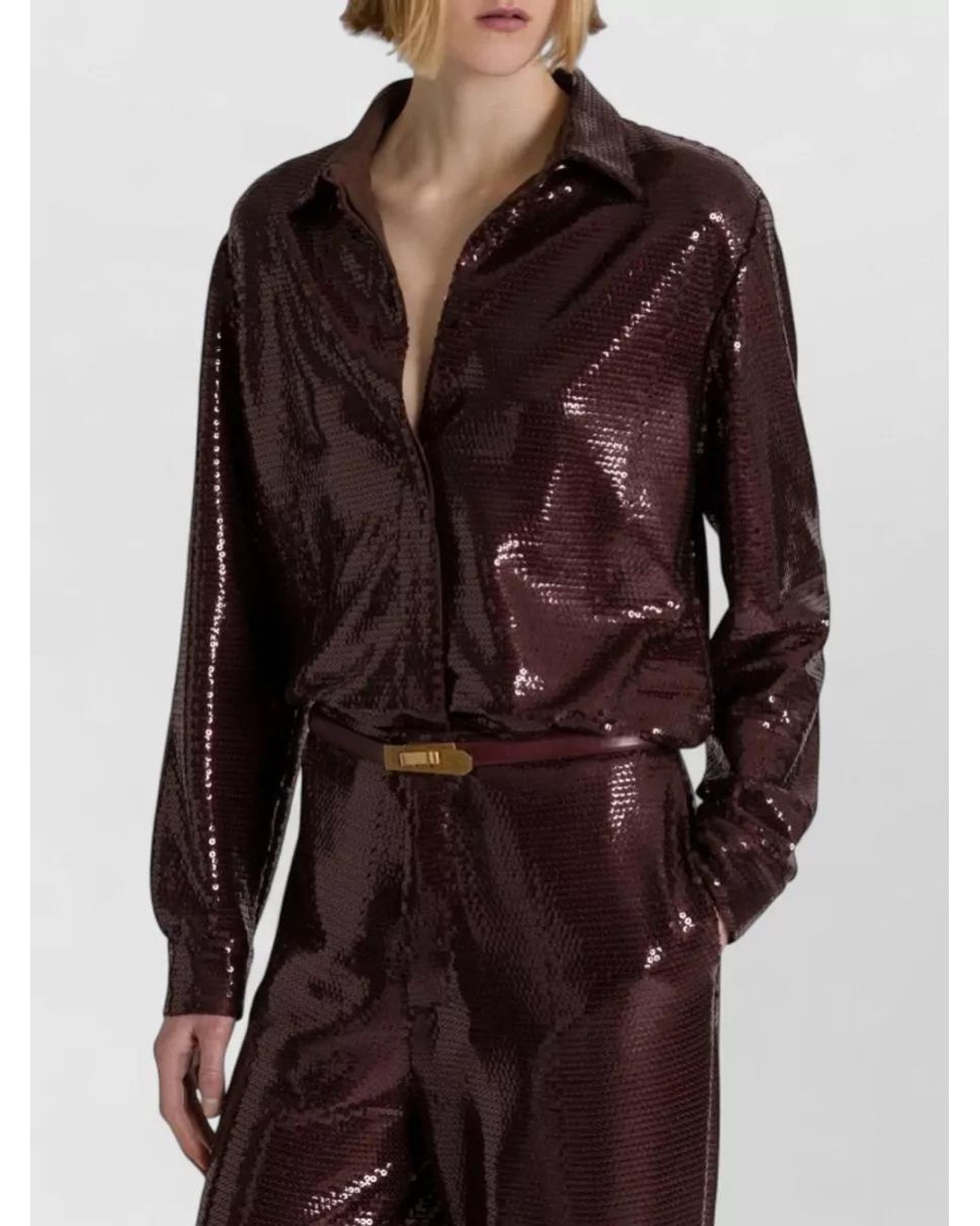 Alberta Ferretti Purple Sequined Long-Sleeve Shirt