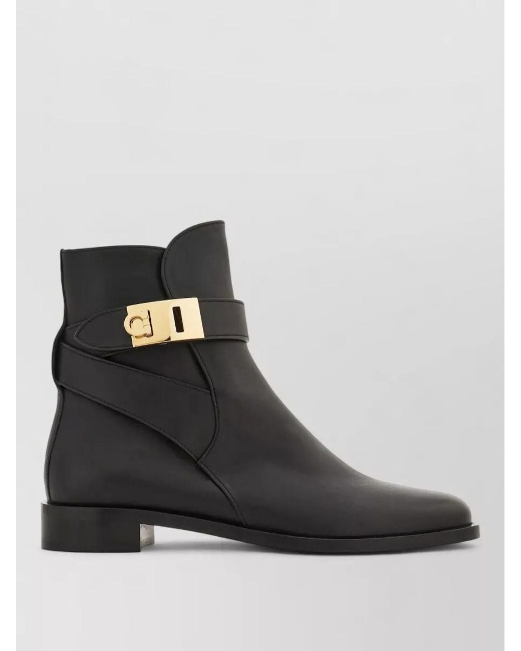 Ferragamo Black Leather Ankle Boots