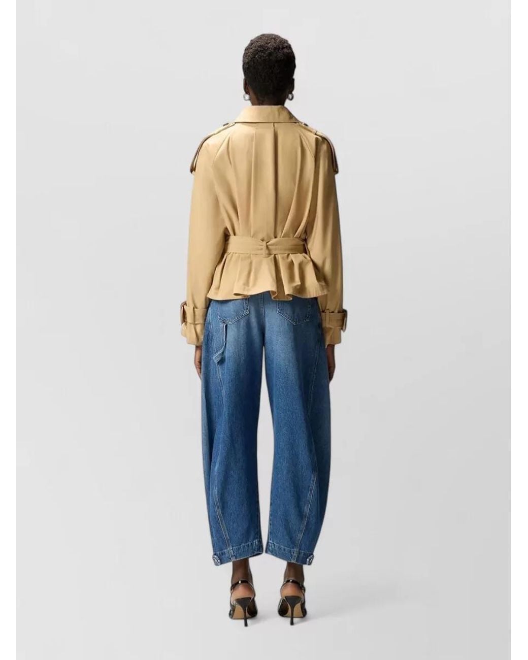 Pinko Natural Cotton Short Double-Breasted Trench Coat