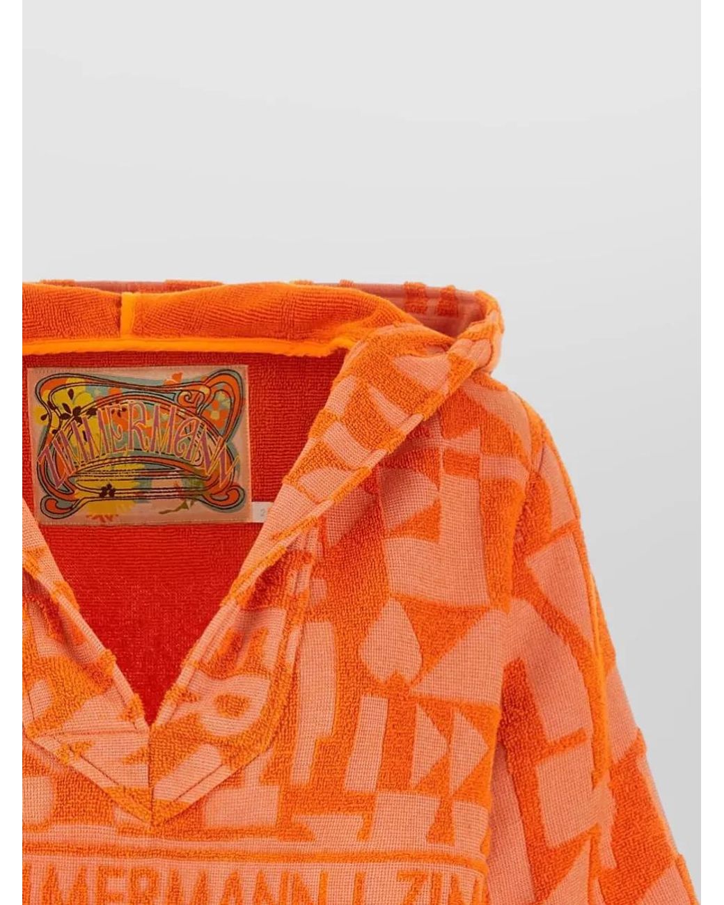 Zimmermann Orange Cropped Jacquard Terry Hooded Top