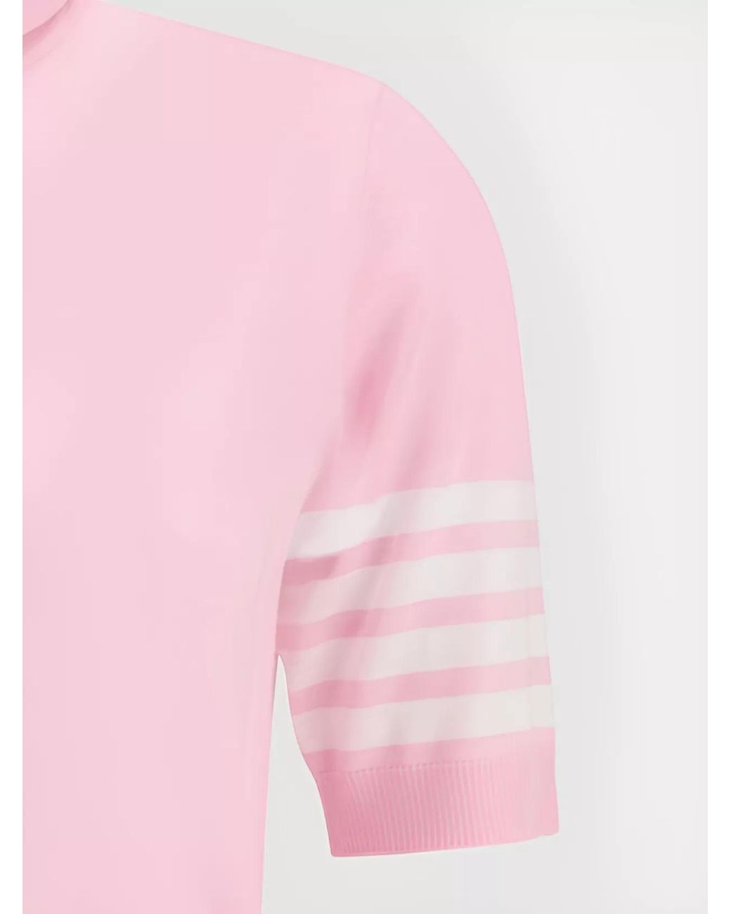 Thom Browne Pink Wool Ribbed Turtleneck Short-Sleeve Knitted Top
