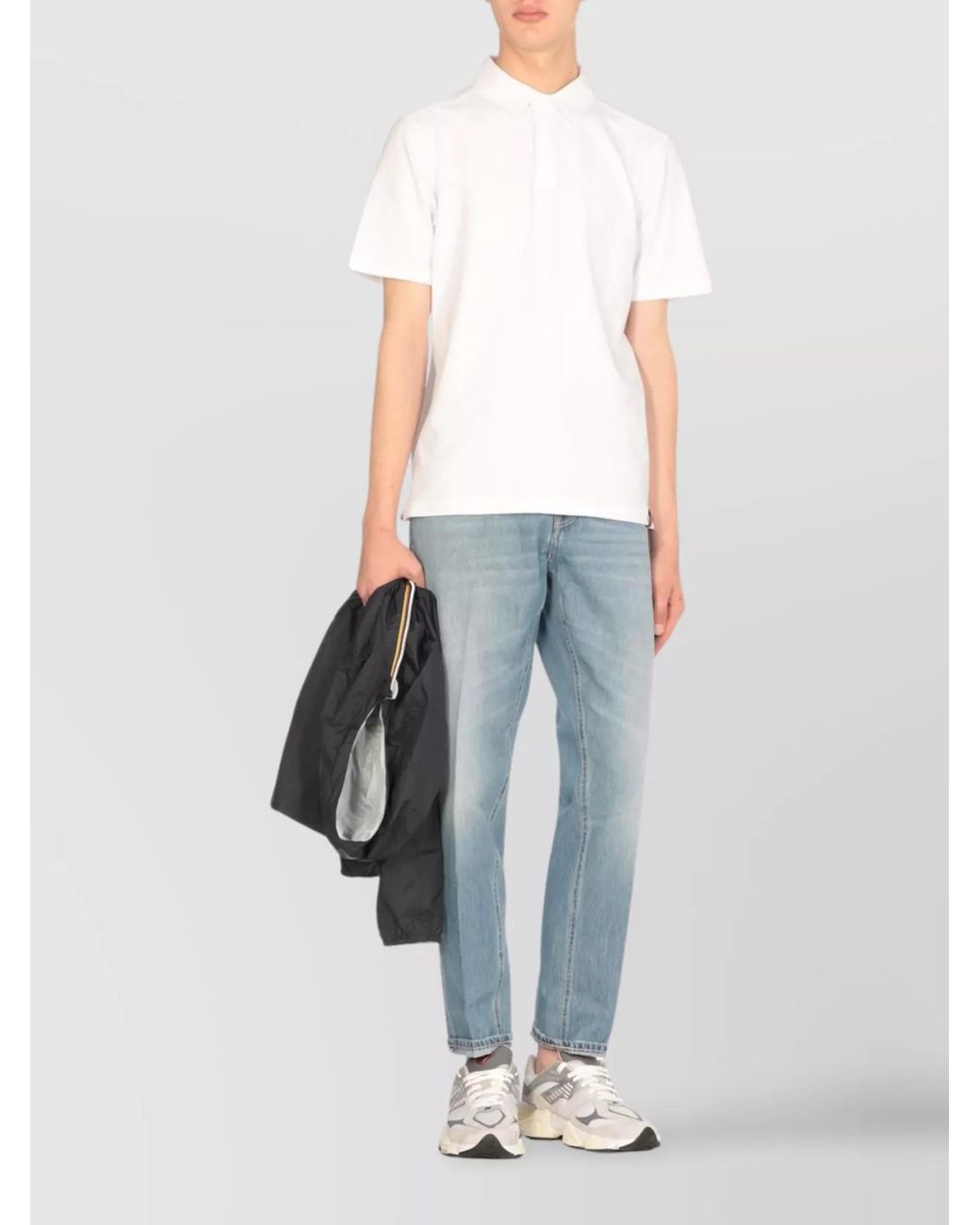 K-Way White Collared Shirt Short Sleeves for men