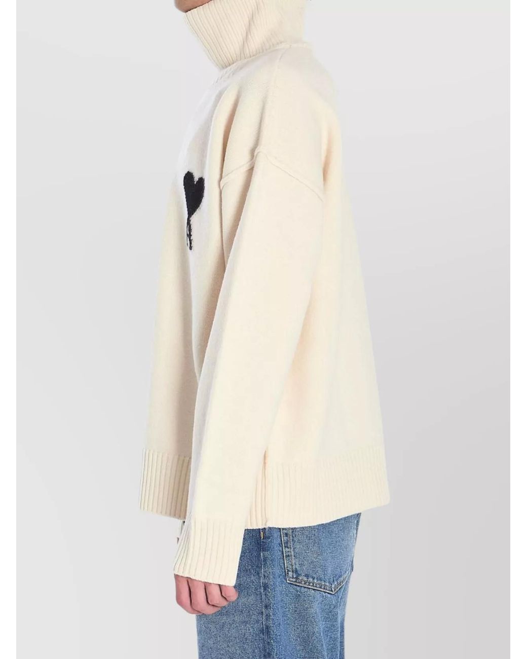 AMI Natural Ami De Coeur Turtleneck Sweater for men