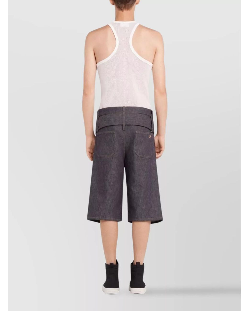 Courreges White Embroidered Logo Racerback Tank Top for men