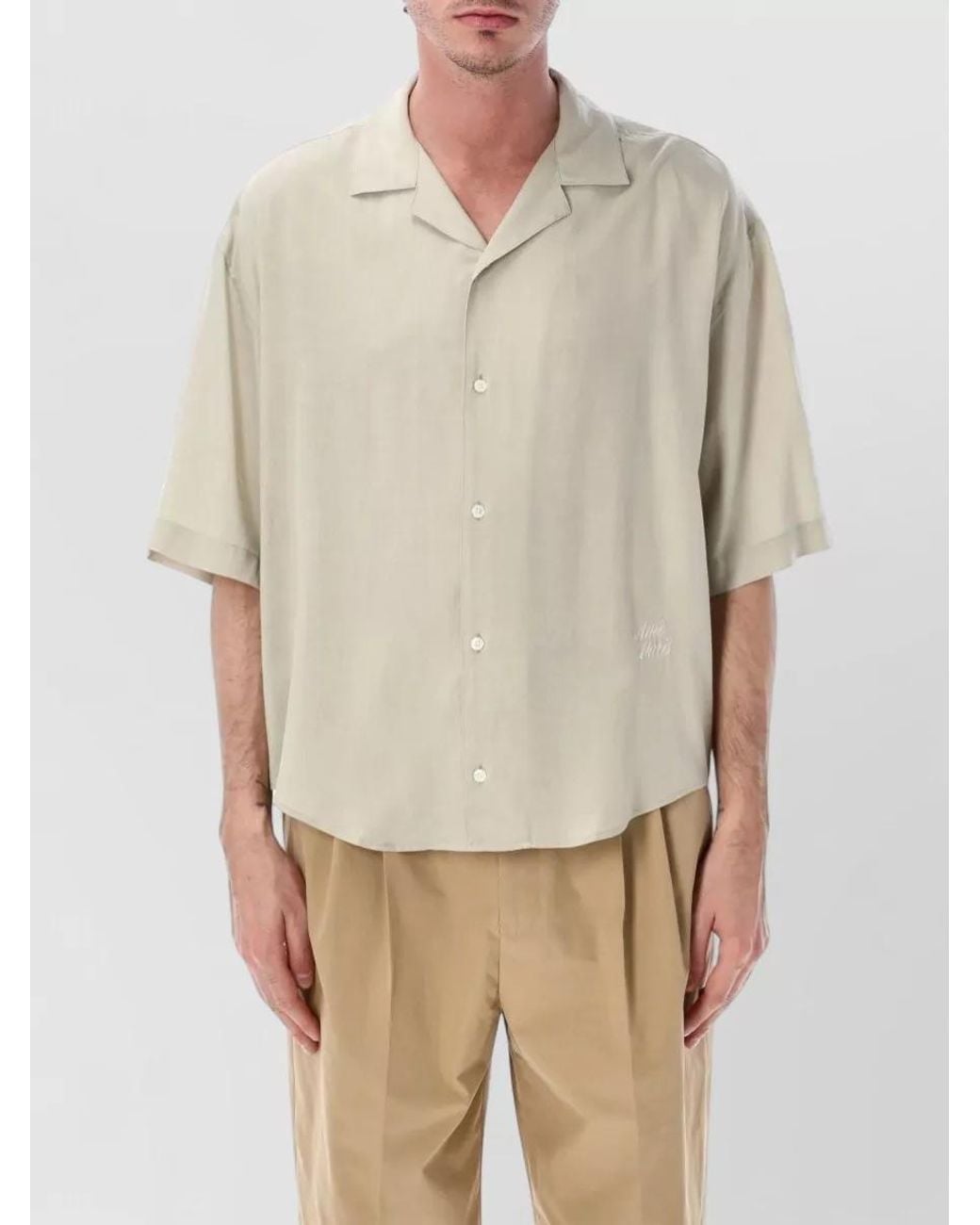 AMI Natural Viscose Short-Sleeve Boxy Shirt for men