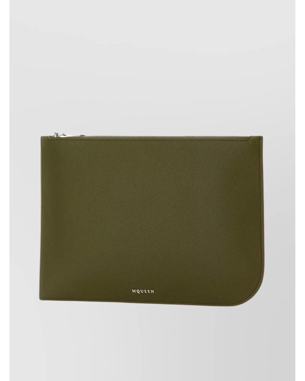 McQueen Green Leather Clutch Bag for men