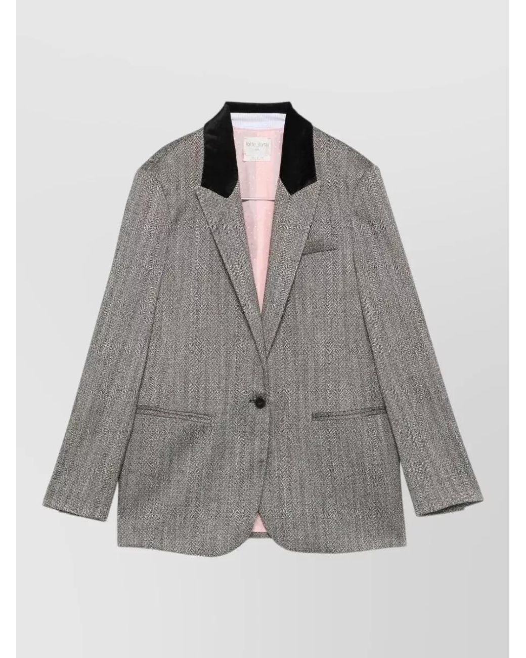 Forte_forte Gray Herringbone Single-Breasted Blazer