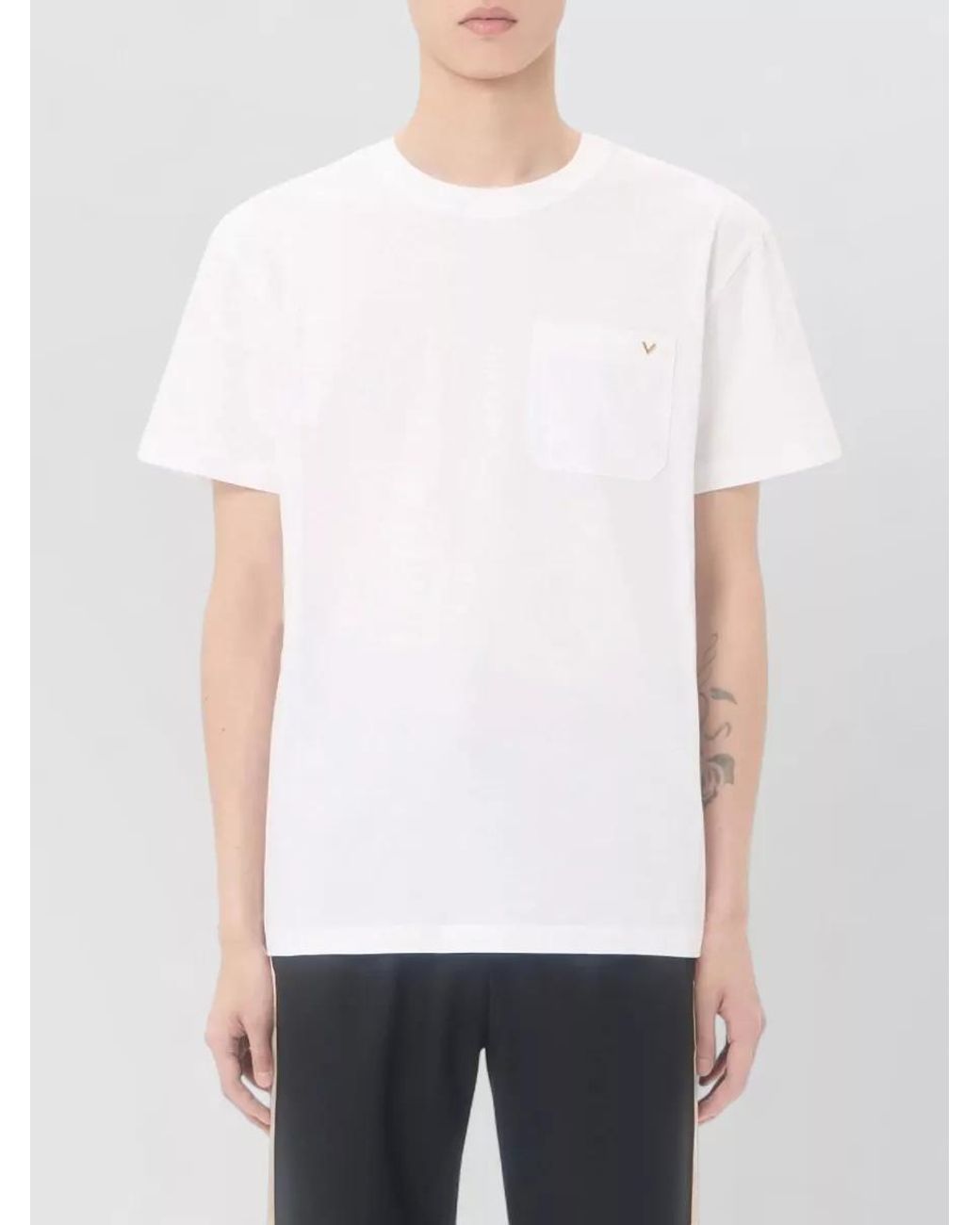 Valentino White Cotton Regular-Fit Short-Sleeve T-Shirt for men