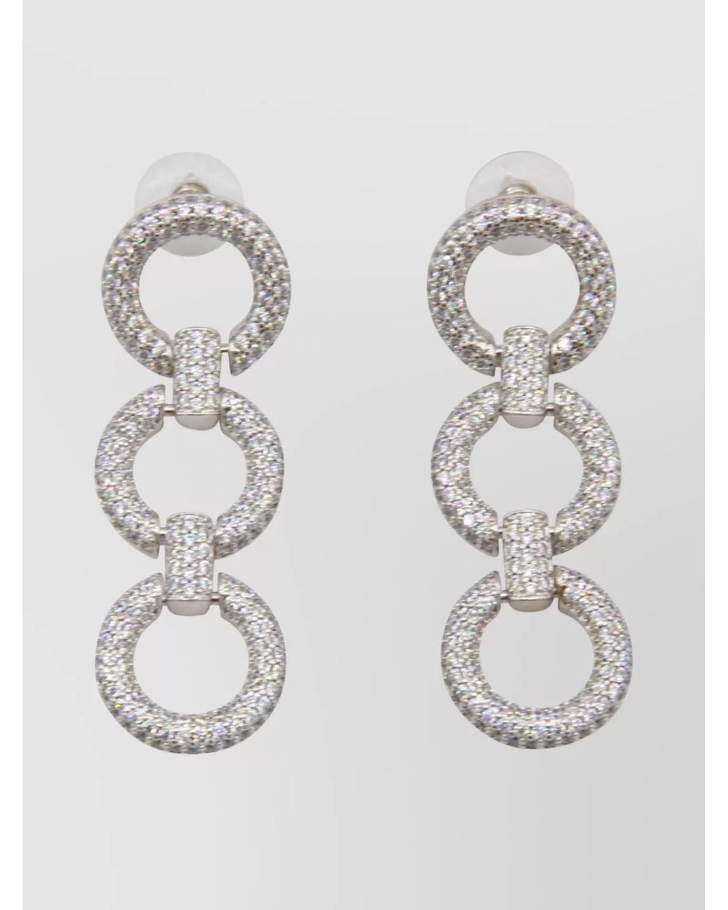 Self-Portrait White Crystal-Embellished Link Earrings