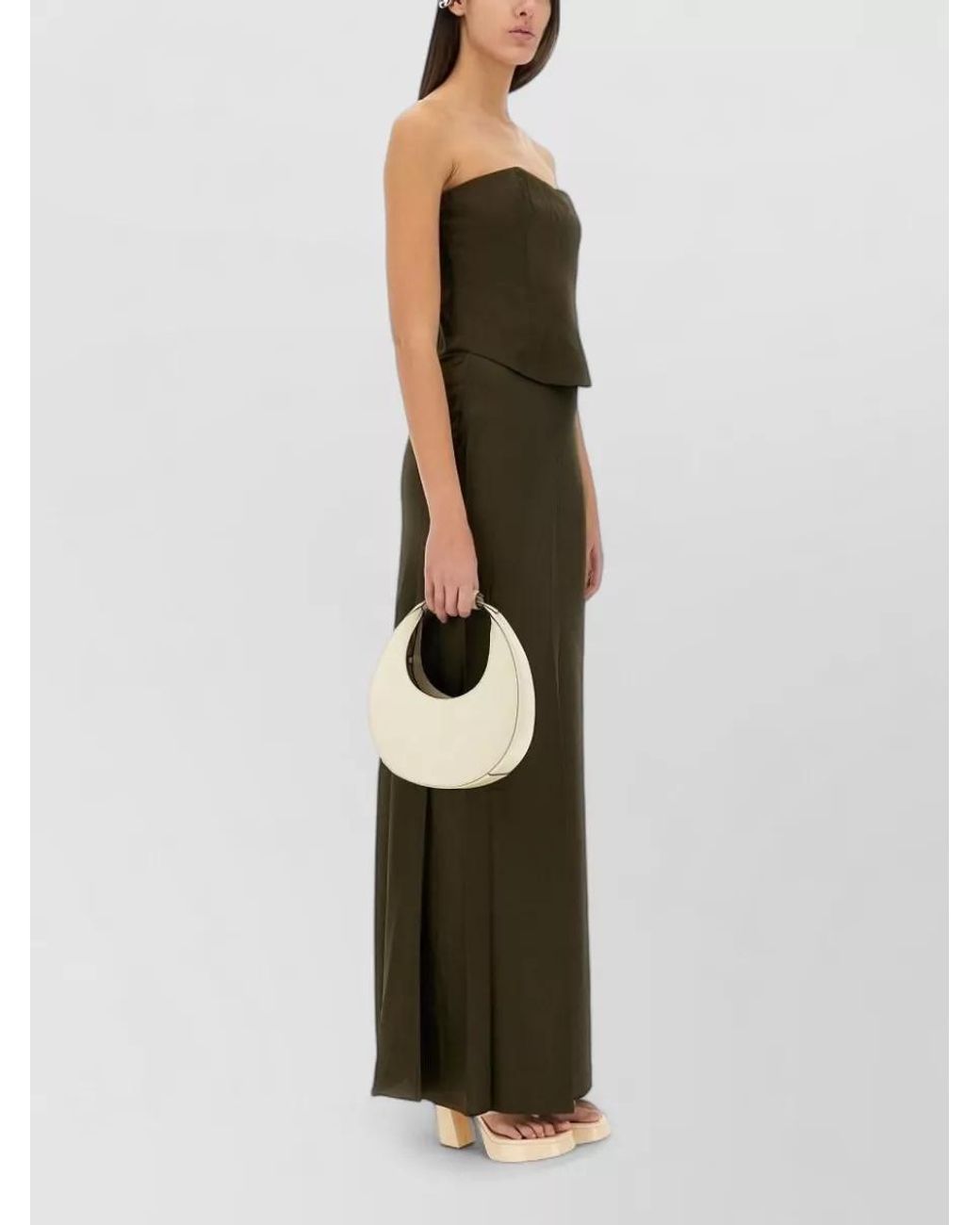 Staud Green Silk Midi Skirt