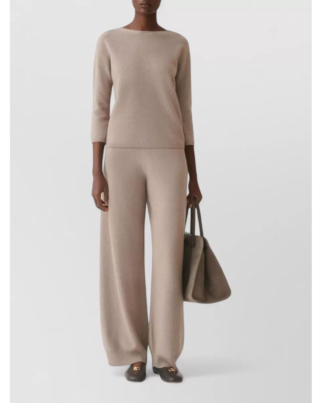 Fabiana Filippi Natural Fine-Knit Wide-Leg Wool-Blend Lounge Trousers