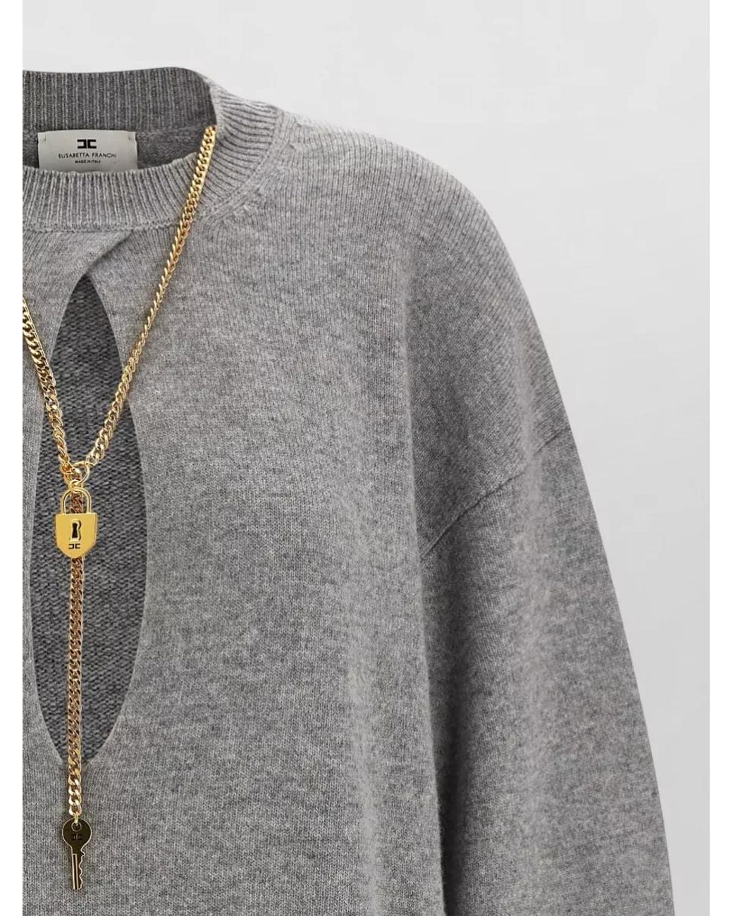 Elisabetta Franchi Gray Necklace Dress