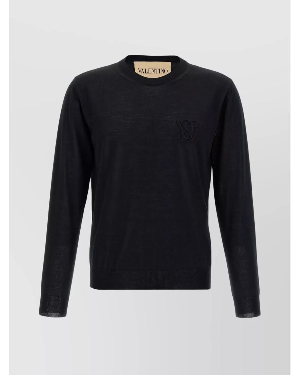 Valentino Garavani Blue Logo-Embroidery Wool Jumper for men