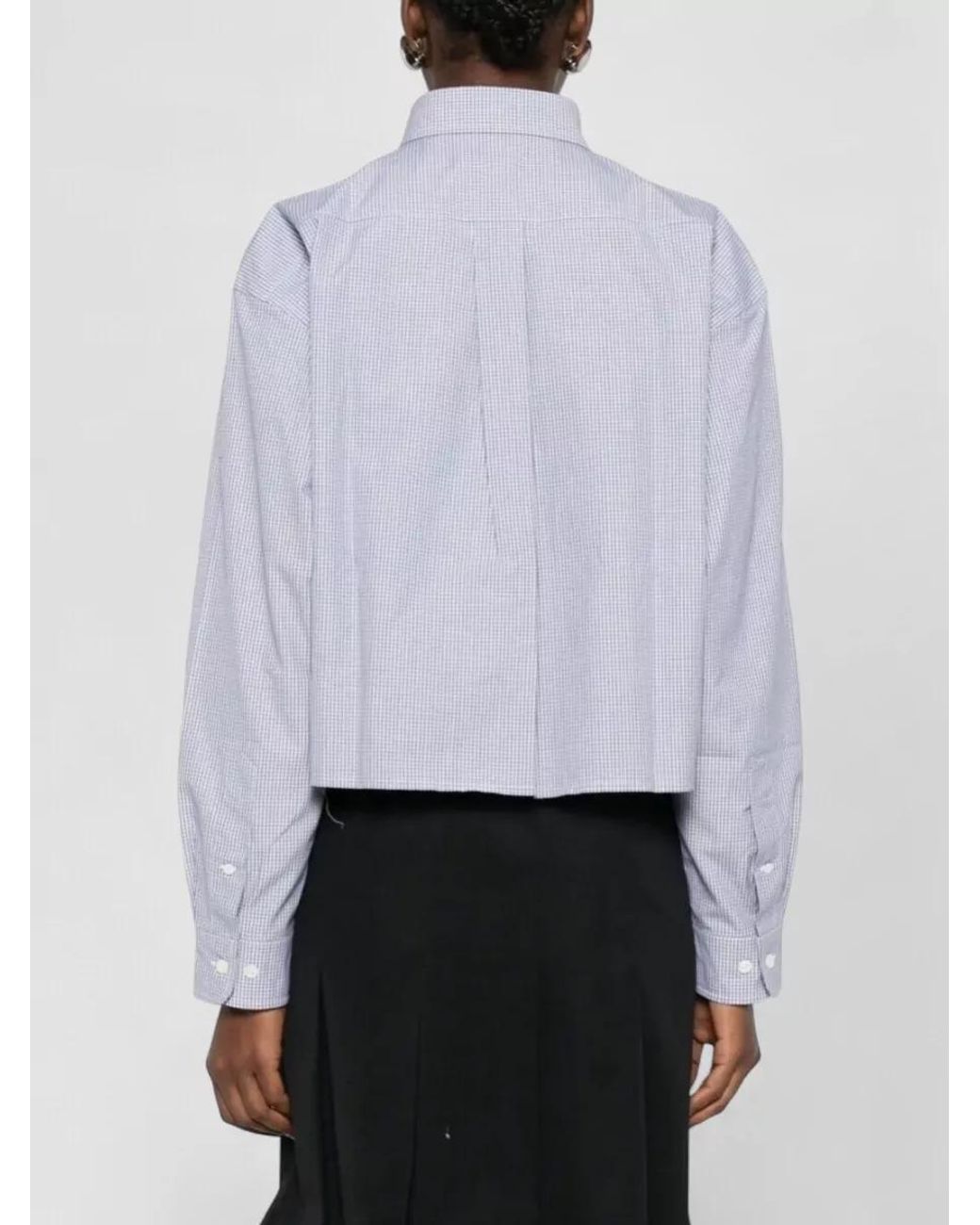 Miu Miu Purple Checked Cotton Cropped Oversized Shirt