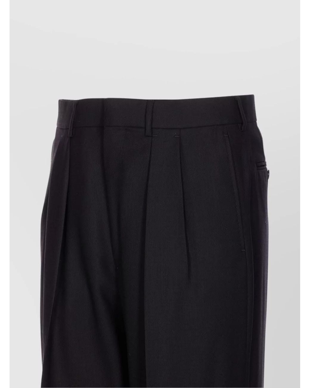 Tom Ford Blue Wool High-Rise Wide-Leg Pleated Tailored Trousers for men