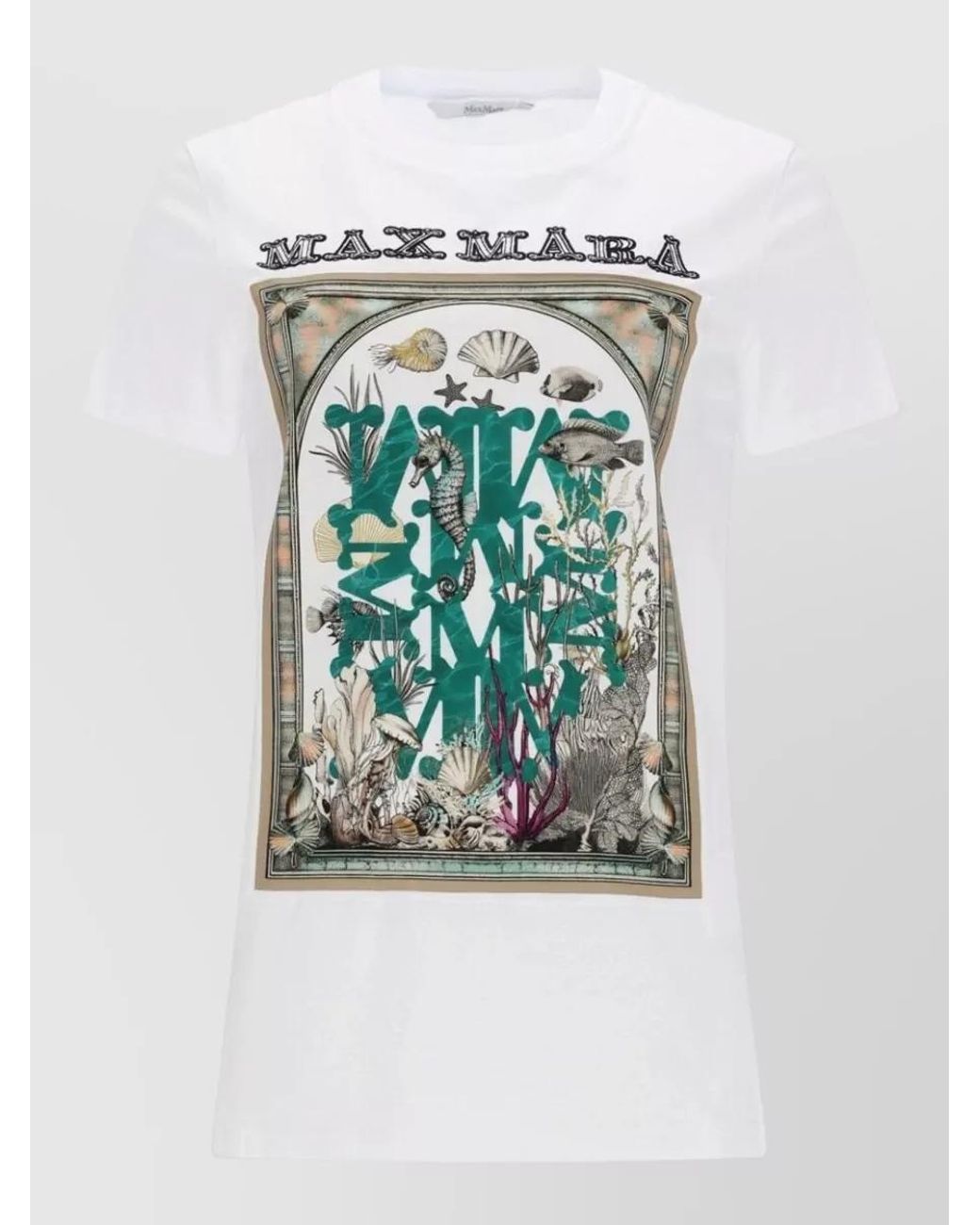 Max Mara Blue Cotton Printed T-Shirt