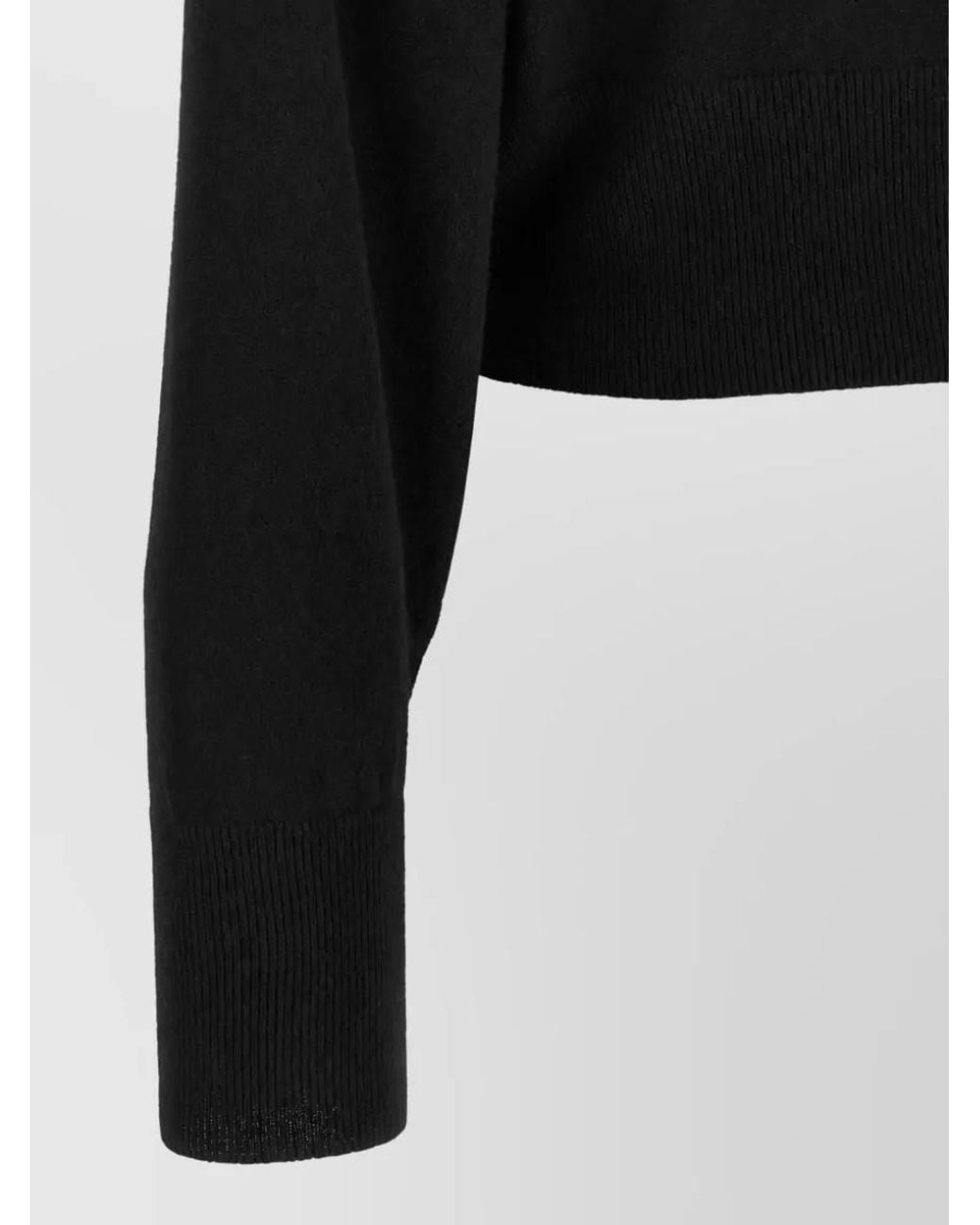 Nude Black Cashmere Wool Asymmetric Ruffled Long-Sleeve Sweater