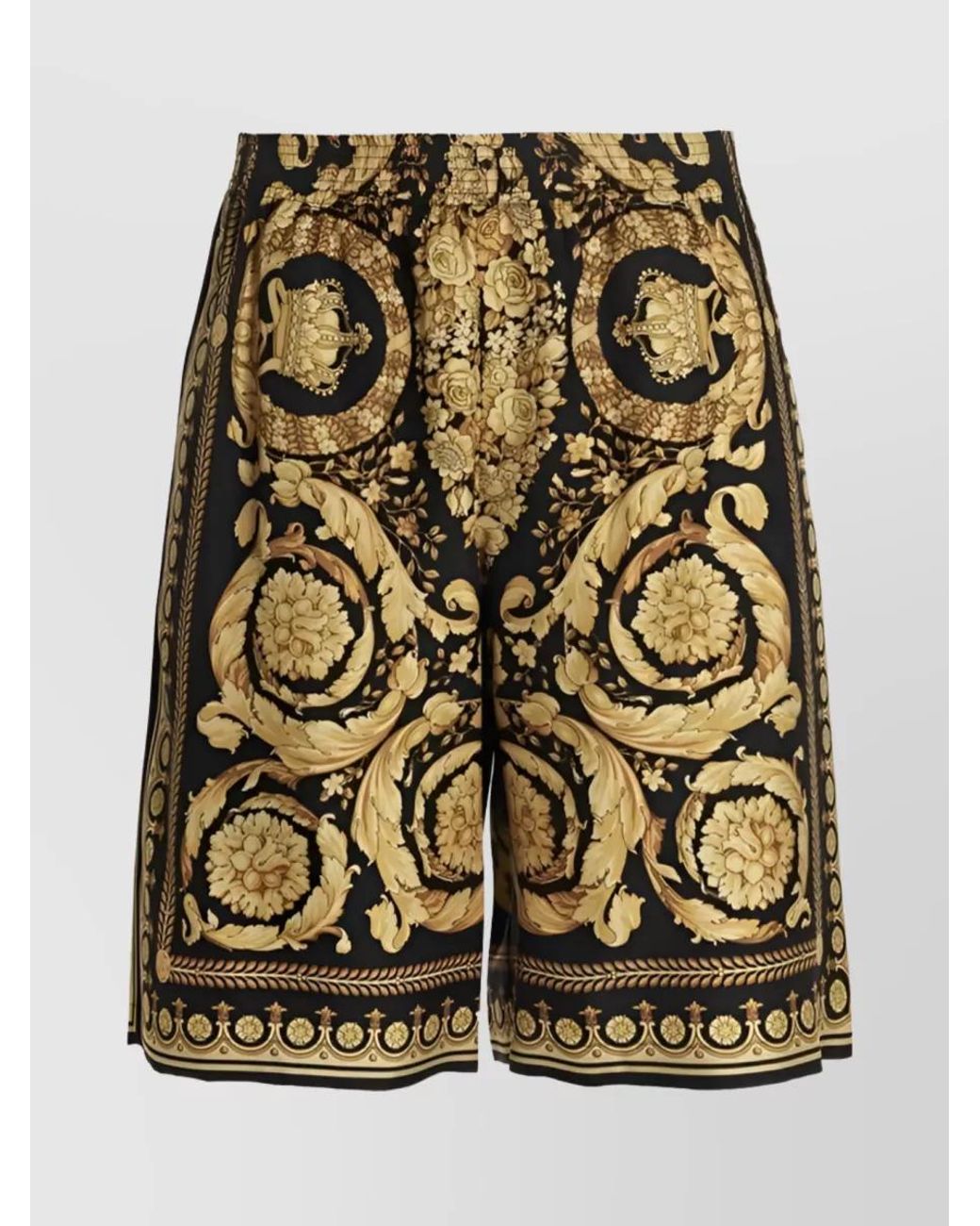Versace Metallic Silk Baroque-Print Knee-Length Bermuda Shorts for men