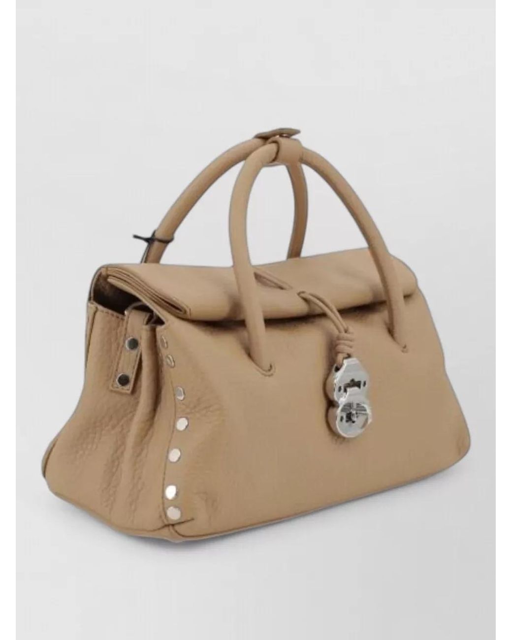 Zanellato Natural Calf Leather Studded Pebbled Tote Bag