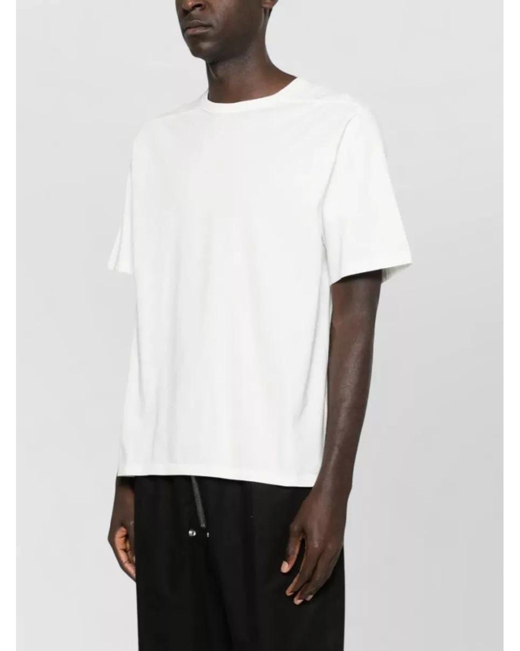 Rick Owens White Cotton Crew Neck Short Sleeve T-Shirt for men