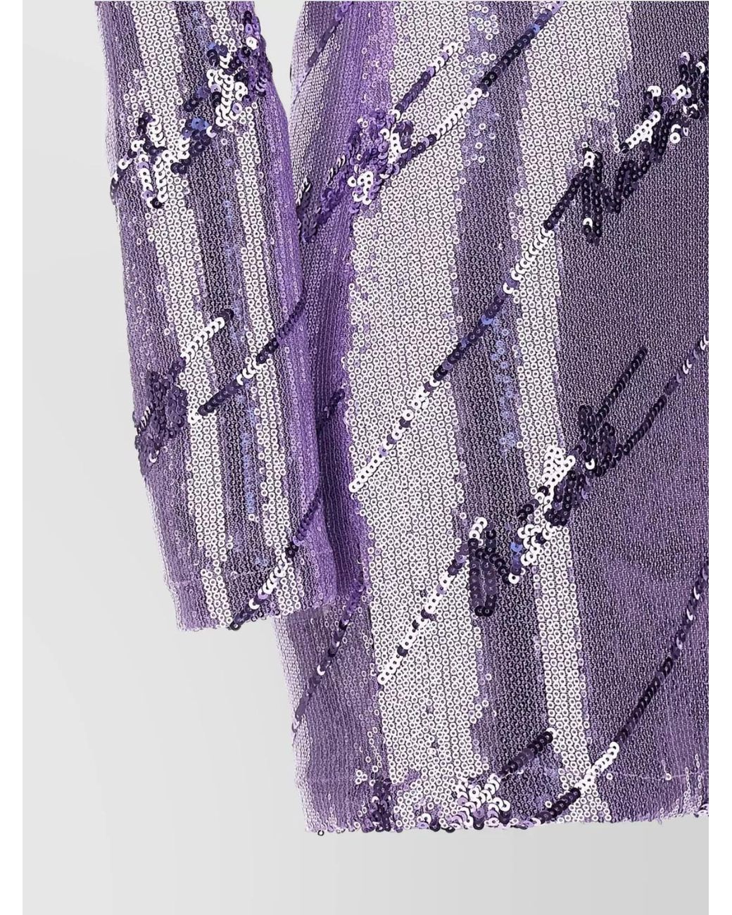 ROTATE BIRGER CHRISTENSEN Purple Sequin Long Sleeve Mini Dress