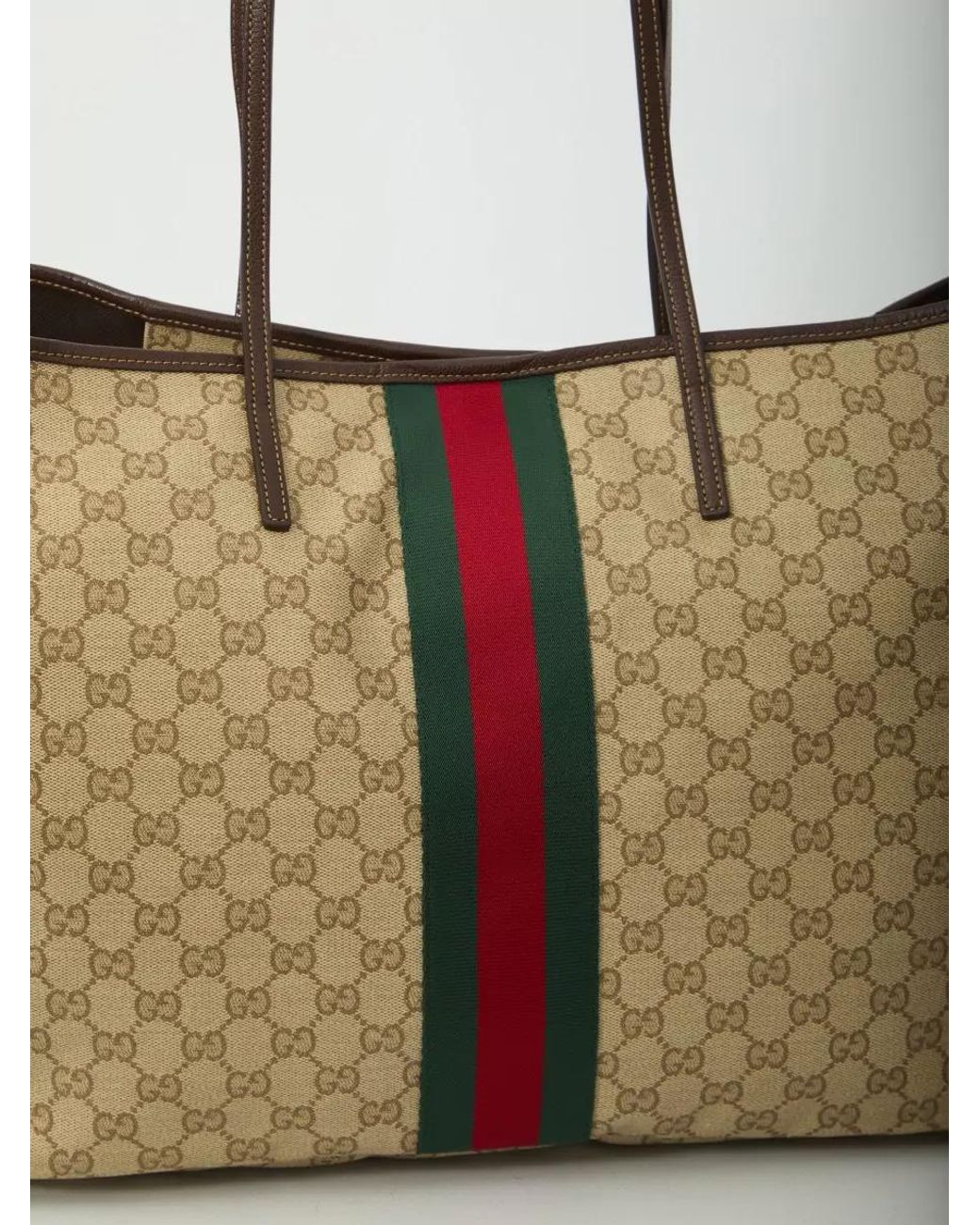 Gucci White Large Gg Fabric Tote Bag