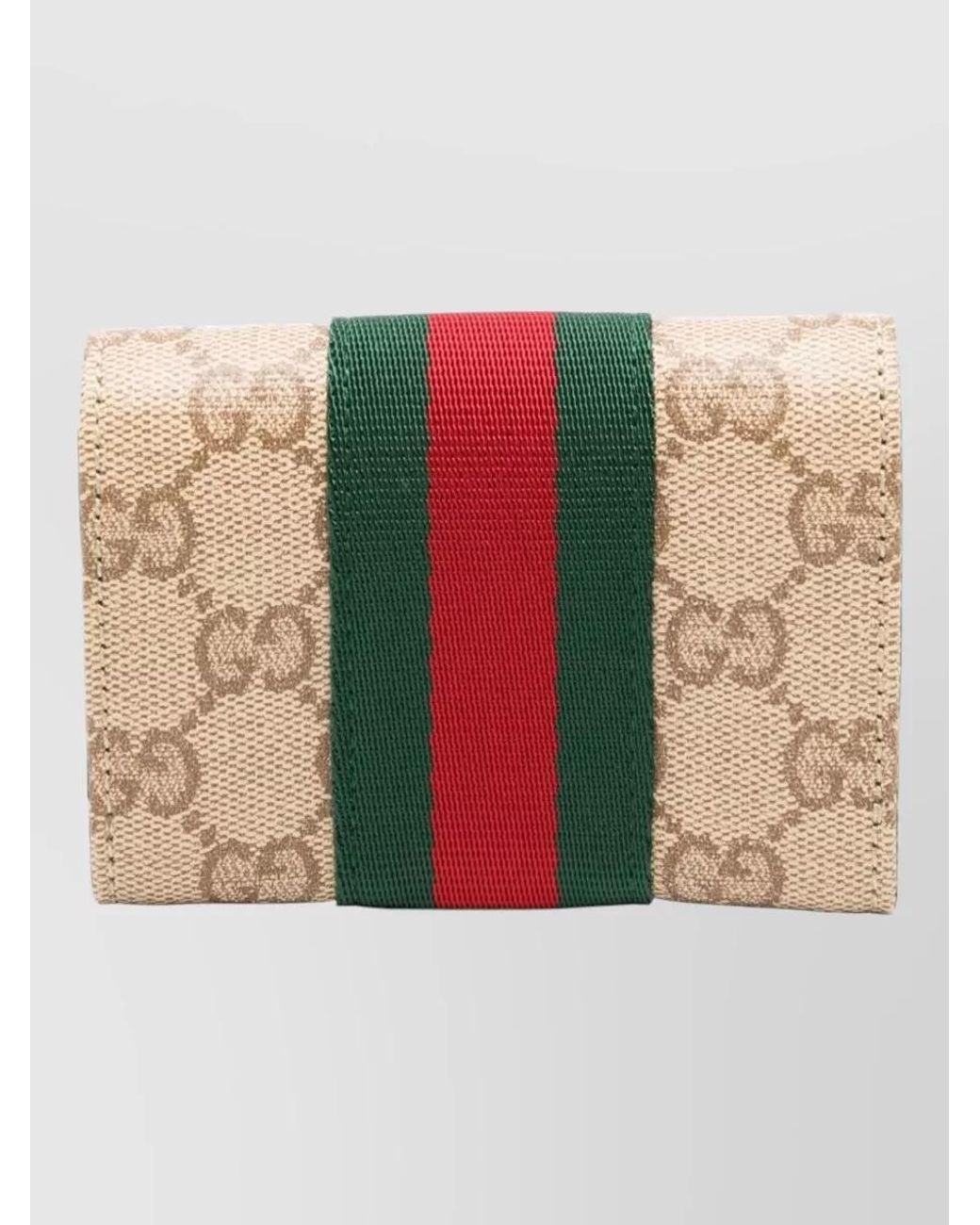 Gucci Pink Stripe Fold Over Card Keyring Case