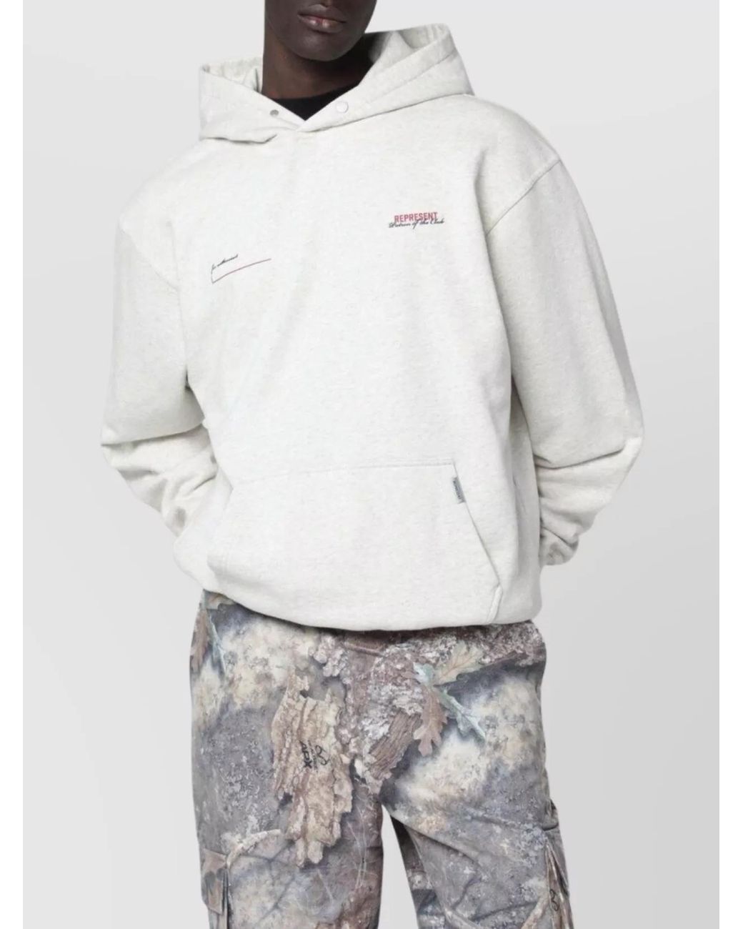 Represent Gray Cotton Hoodie for men