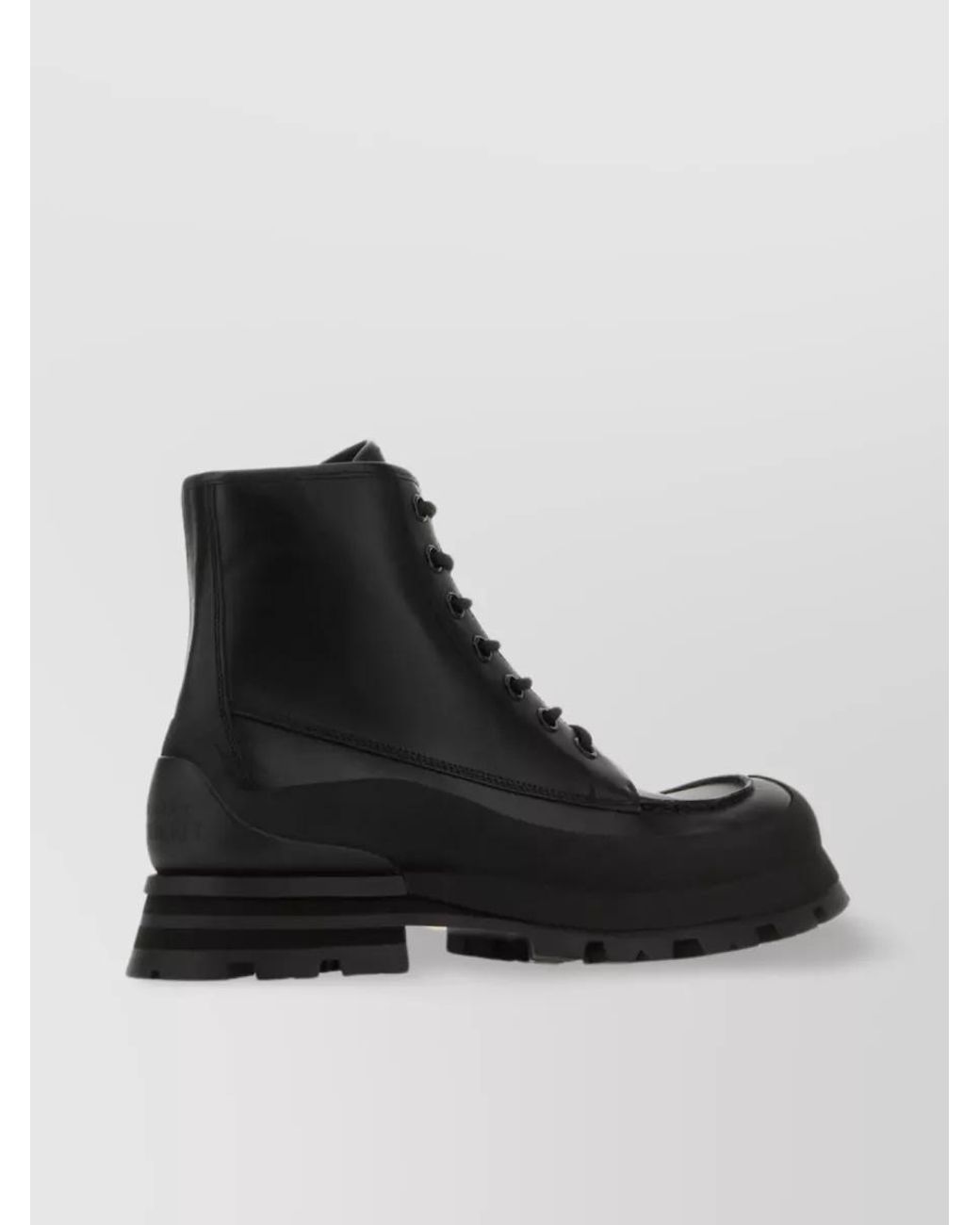 McQueen Black Leather Lace-Up Ankle Boots for men
