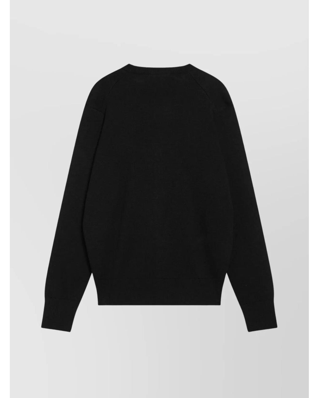 AMI Black Merino Wool Fine-Knit V-Neck Cardigan for men