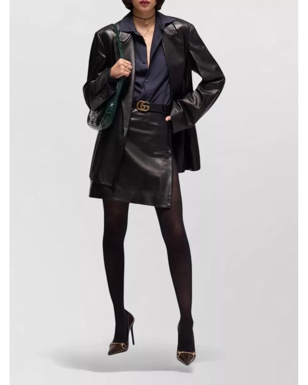Gucci Black Leather Mini Skirt