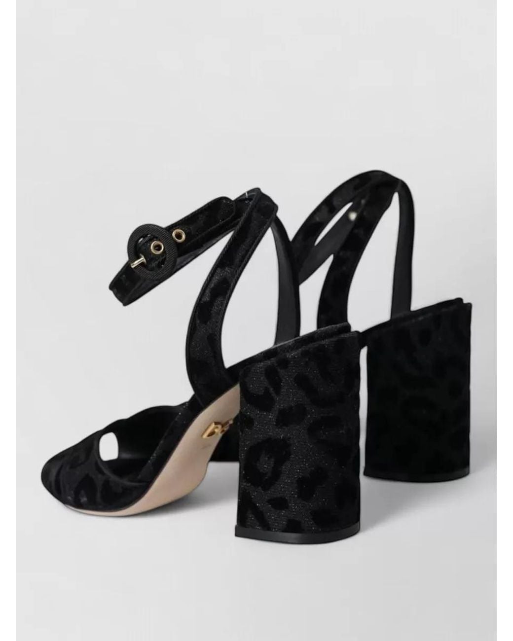 Dolce & Gabbana Black Leopard-Print Suede Sandals