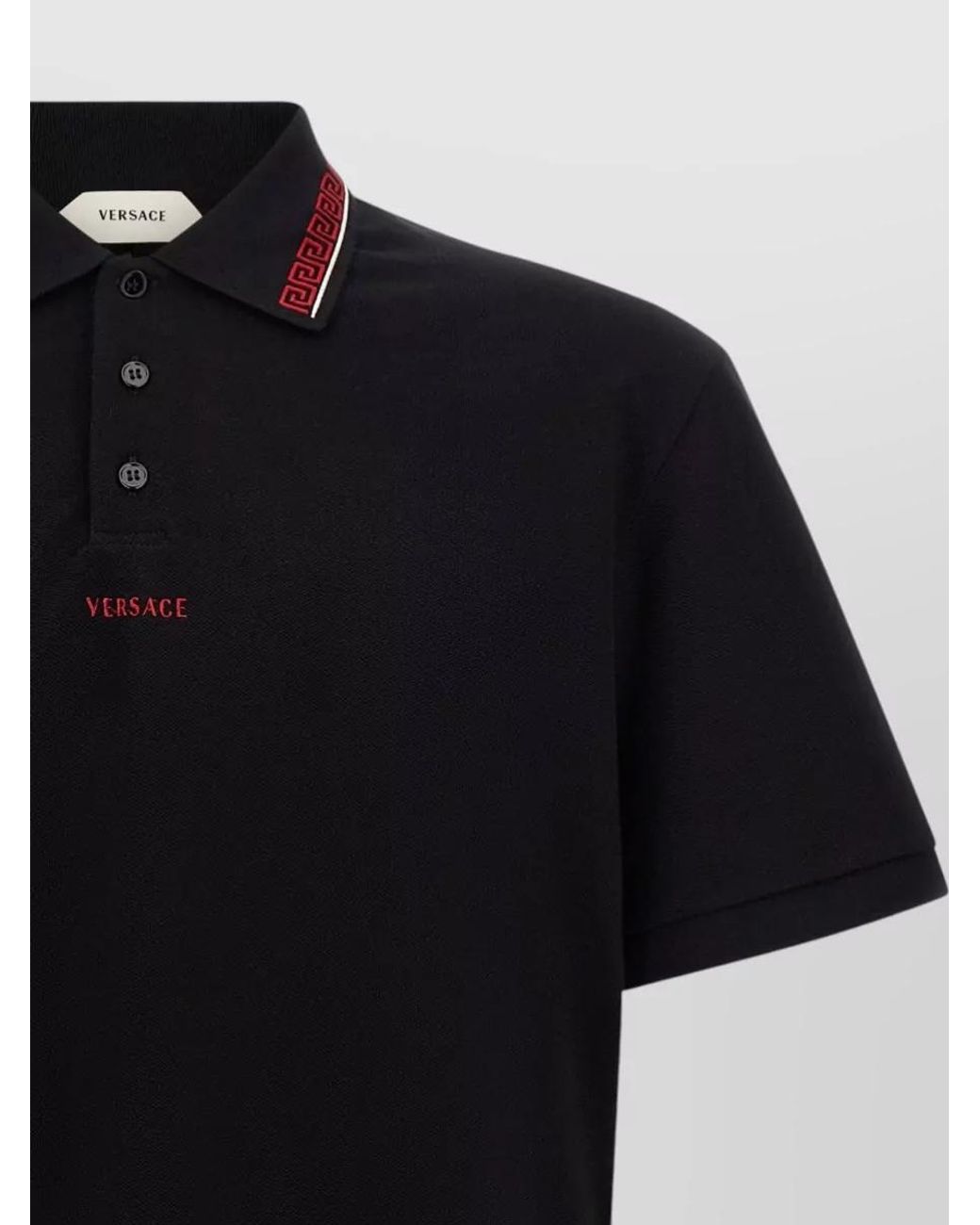 Versace Black Greca Cotton Polo Shirt for men