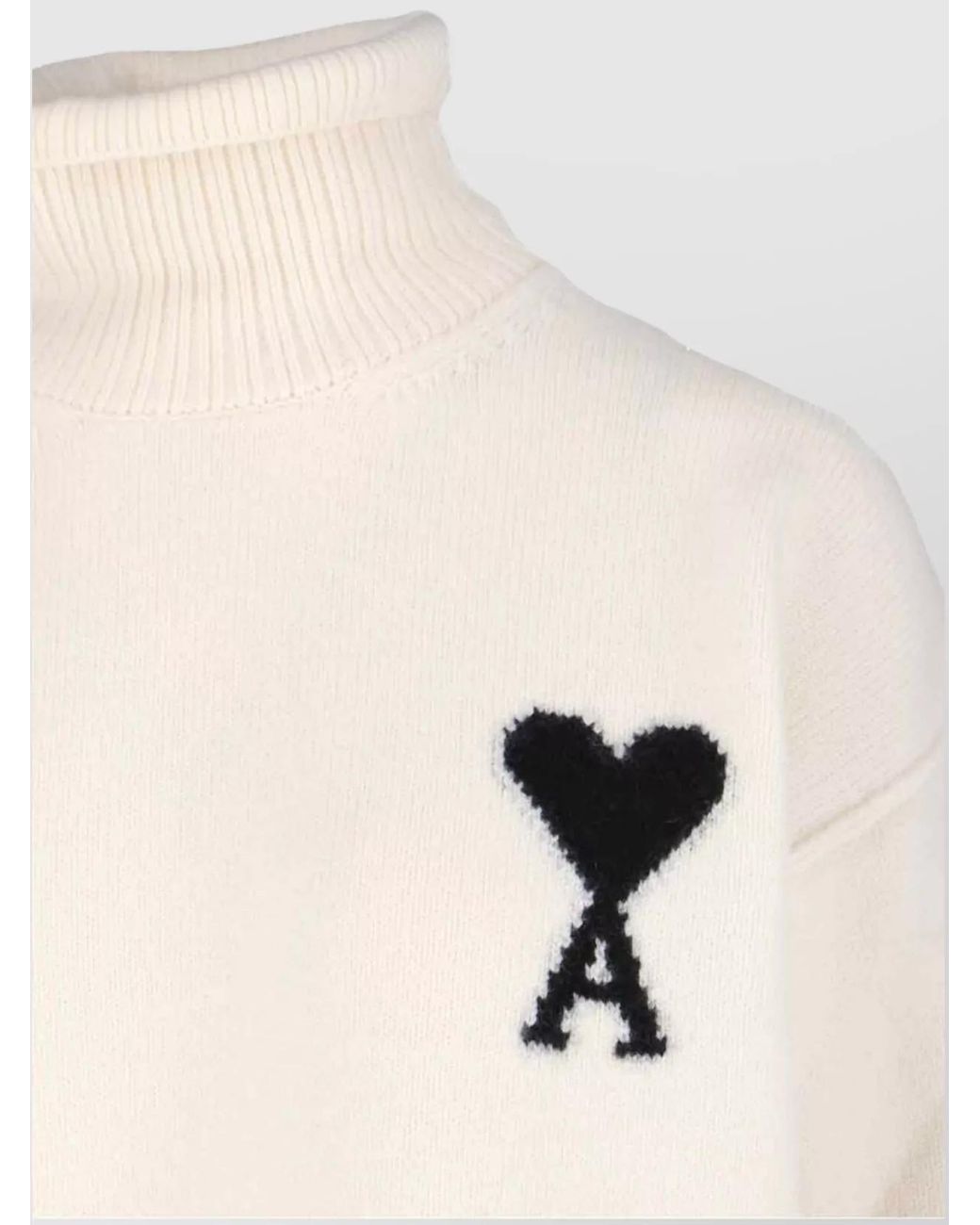 AMI Natural Virgin Wool Turtleneck Jumper