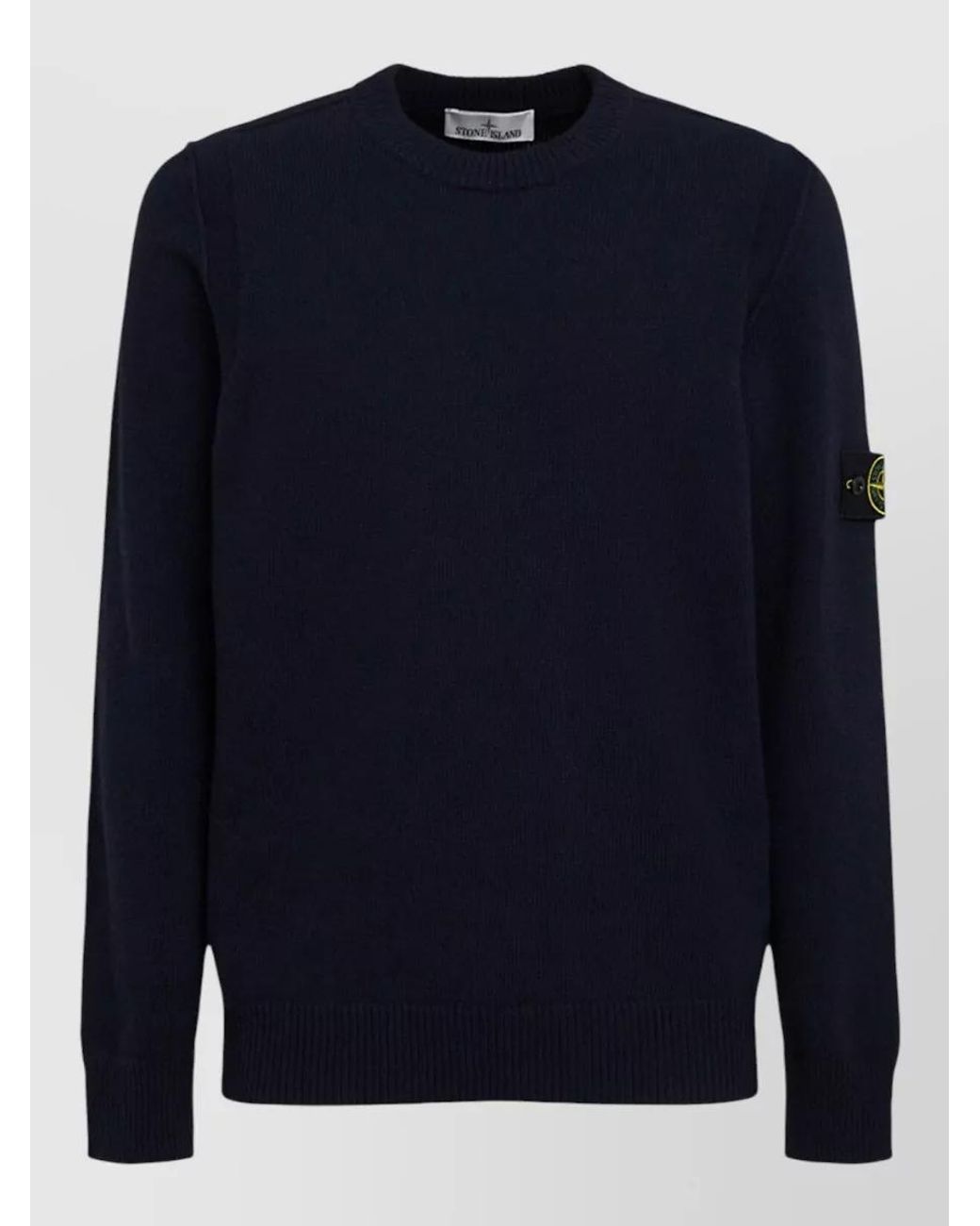 Stone Island Blue Ribbed Loose-Fit Crew-Neck Sweater for men
