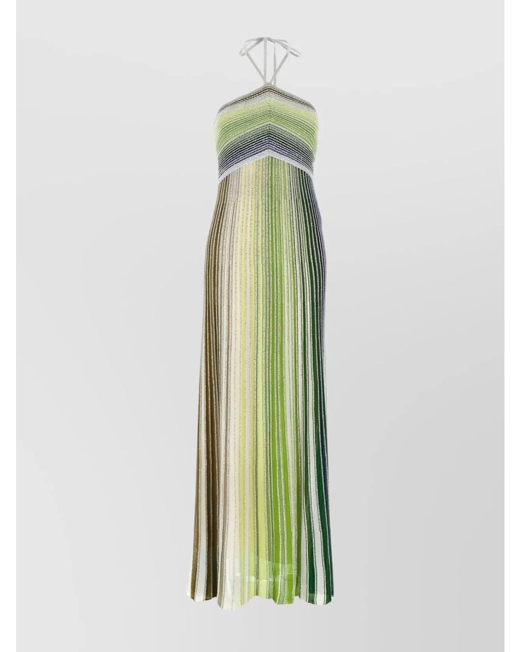 missoni long striped dress with sequins and neck fastening Long vertical striped dress in viscose blend with sequins