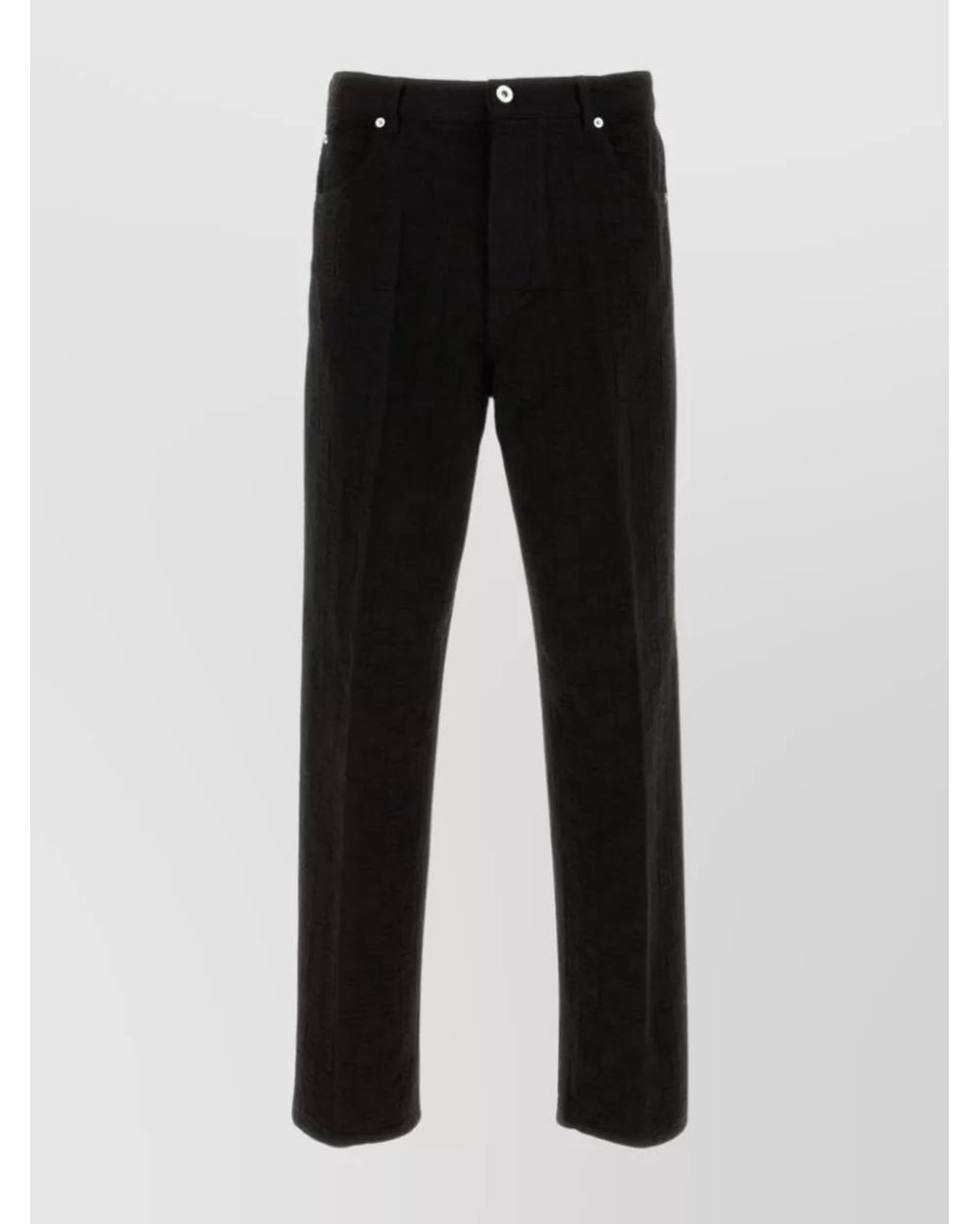 Ferragamo Black Cotton Straight-Leg Trousers for men