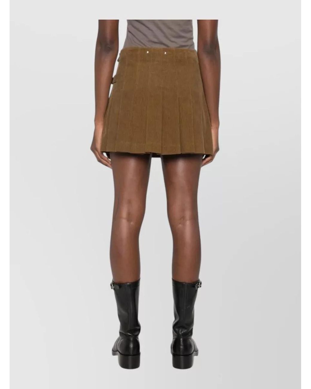 Golden Goose Deluxe Brand Natural Cotton Pleated A-Line Mini Skirt