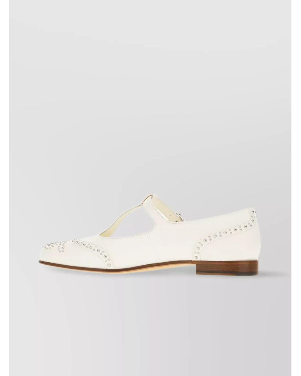 Church's White Studded Leather Mary Jane Ballet Flats