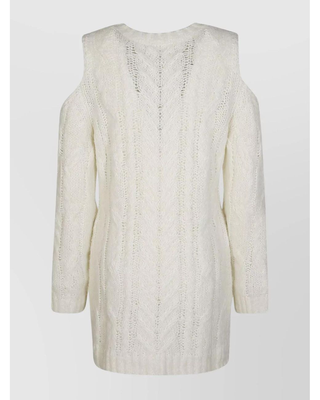 P.A.R.O.S.H. White Off-Shoulder Crochet Knit Jumper